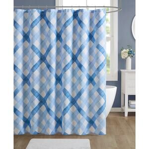 Decor Studio Fabric Shower Curtain Amalfi Plaid - Size 72" x 72"